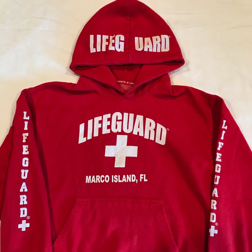 Red Lifeguard Hooded Sweatshirt - Marco Island
